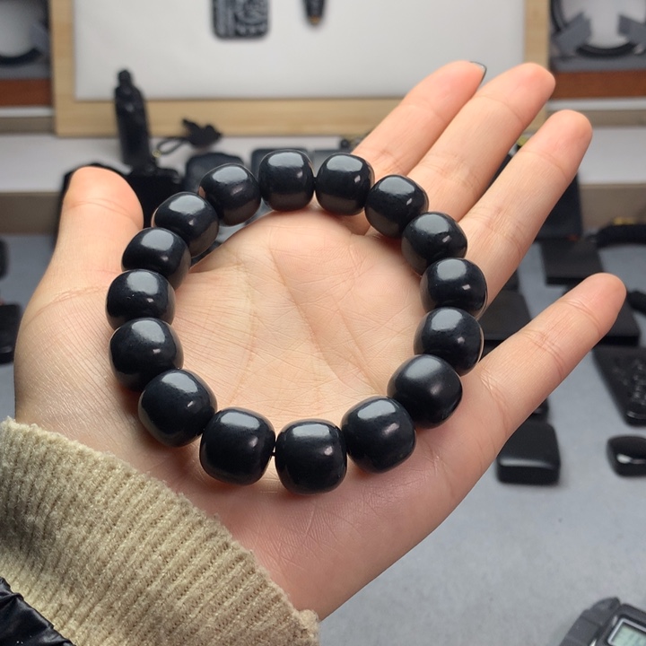 和田玉（墨玉）未镶嵌手串特价14mm
