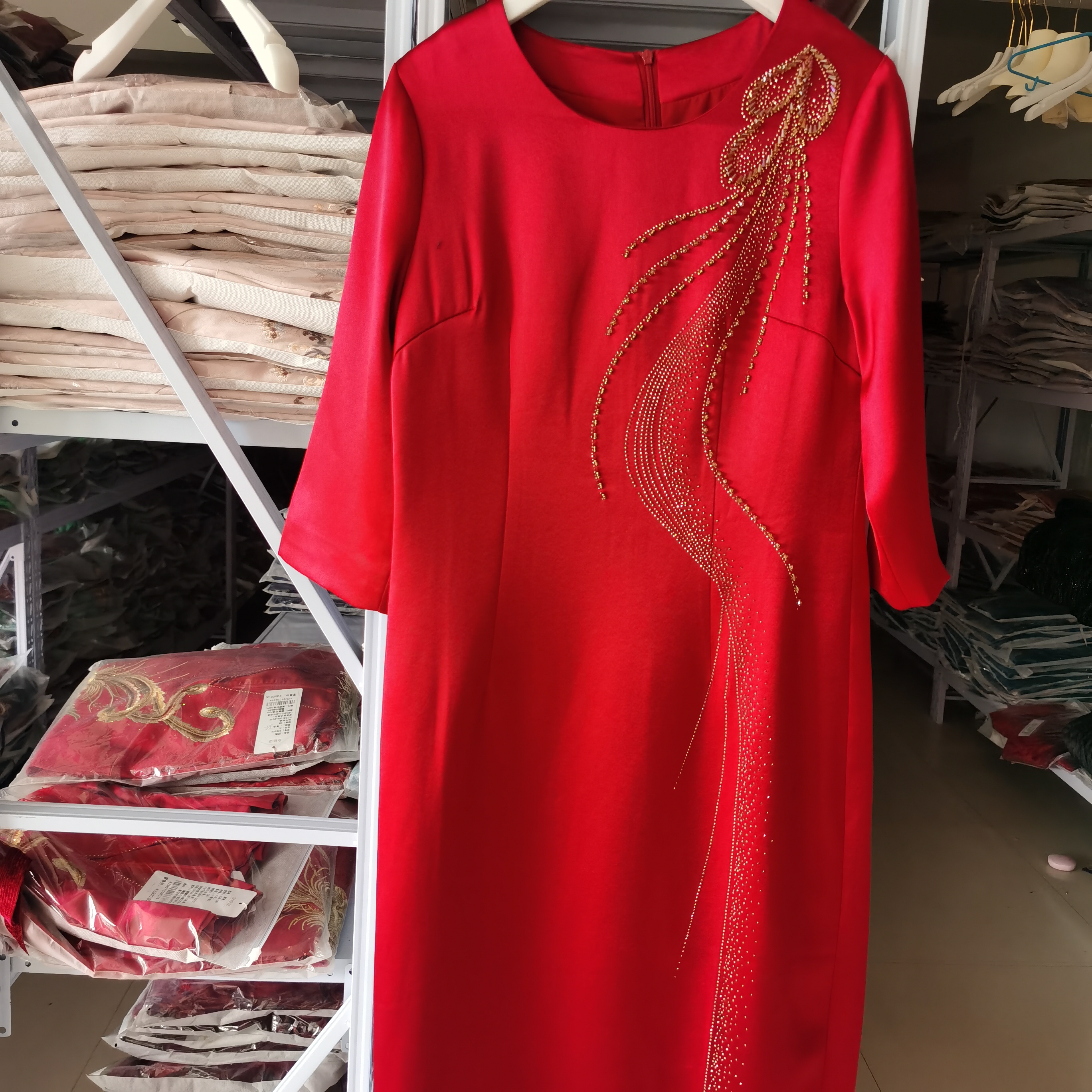 5888高端串珠圆领婚宴礼服裙5-2-3
