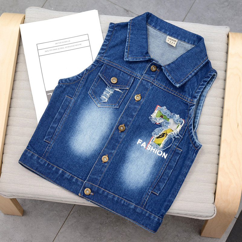 儿童牛仔外套马甲清仓编码链接男孩女孩夹克马夹经典帅气外穿上衣