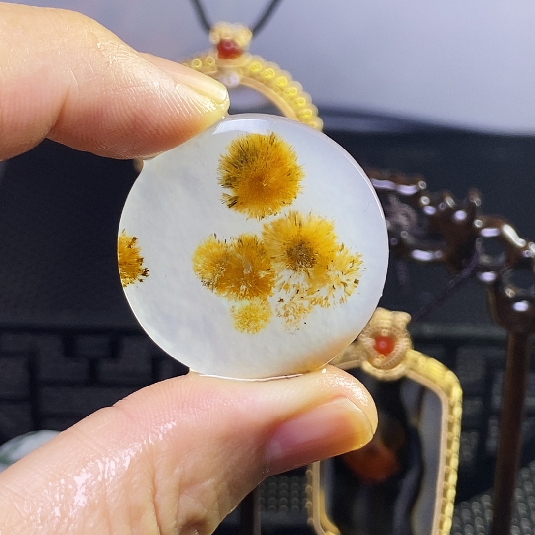 合成碳硅石非金属时尚图纹画面石饰品