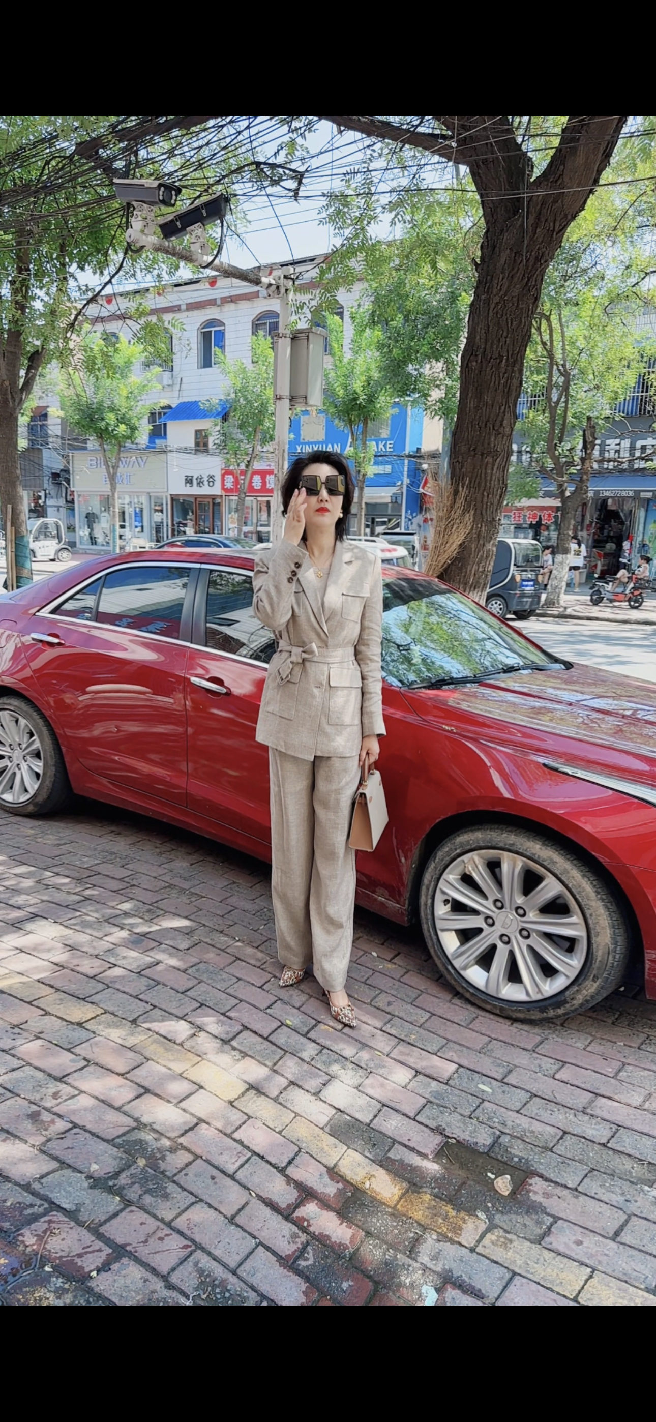 时尚轻奢提花西服套装气质通勤阔腿裤两件套