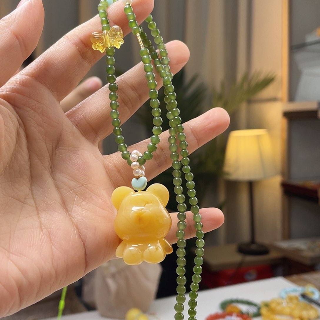 琥珀手链未镶嵌蜜蜡吊坠