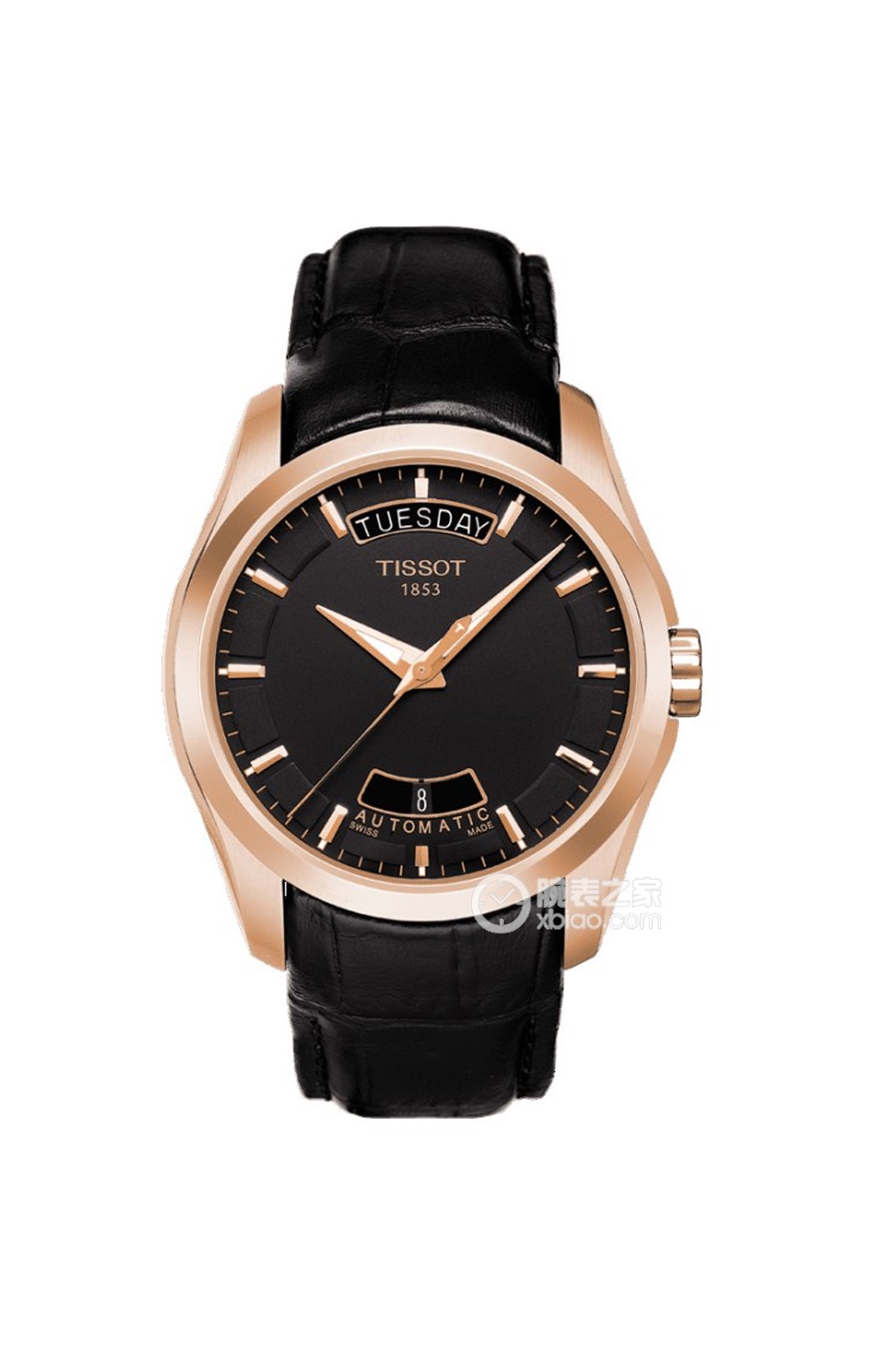 95新 Tissot/天梭 名奢/天梭库图皮带黑盘镀金2834/表径41