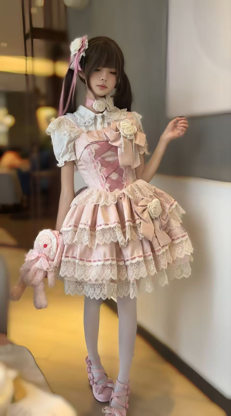 噗噗现货 lolita蛋糕裙子日常蕾丝