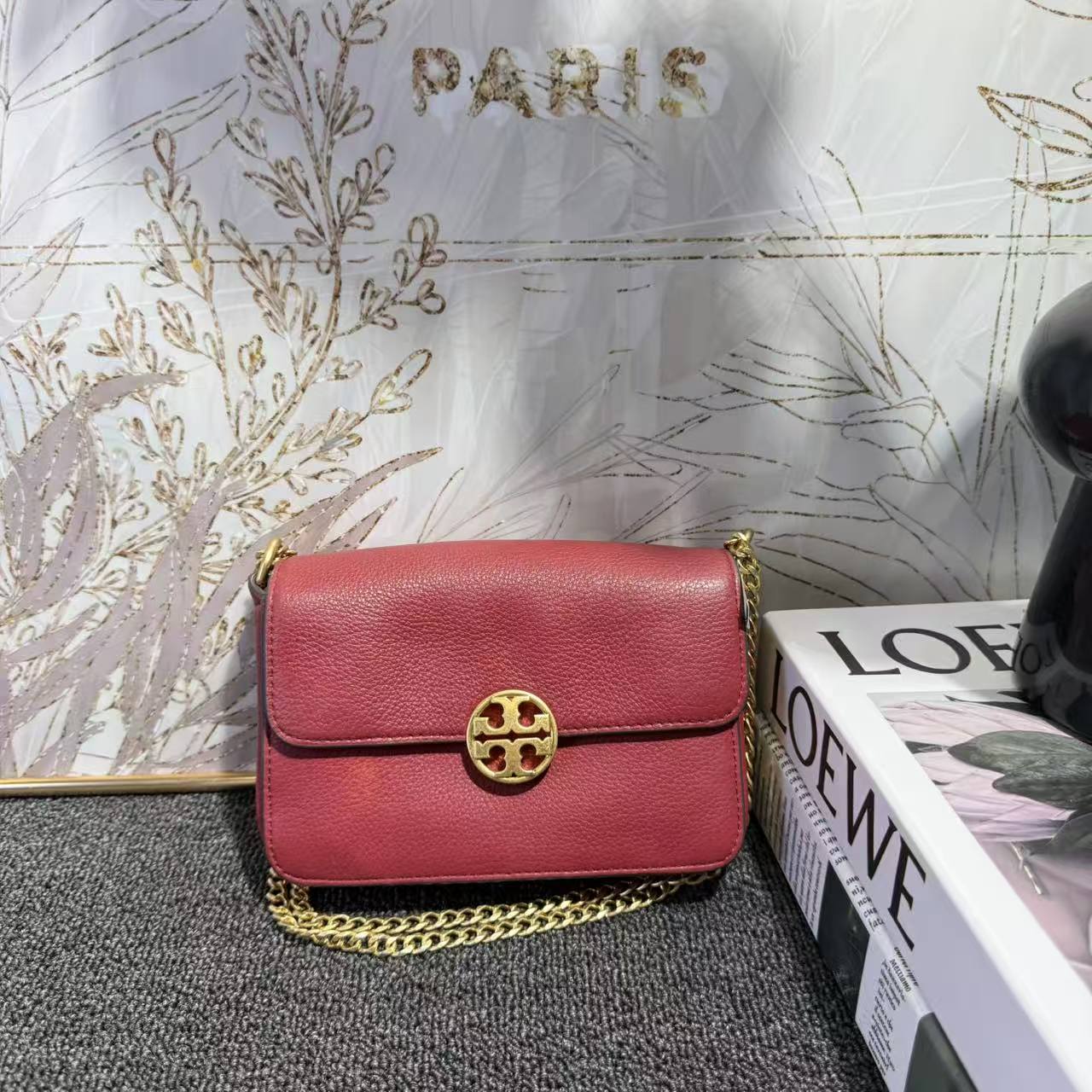 95新 TORY BURCH/汤丽柏琦 TB红色单肩包G25100987尺寸17.5x12