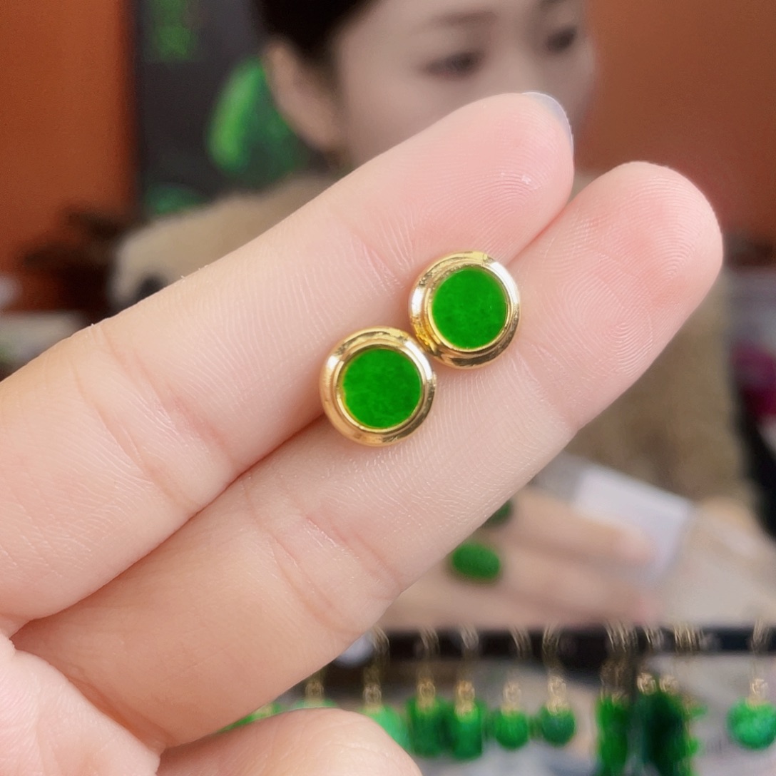 翡翠银S925镶嵌耳饰
