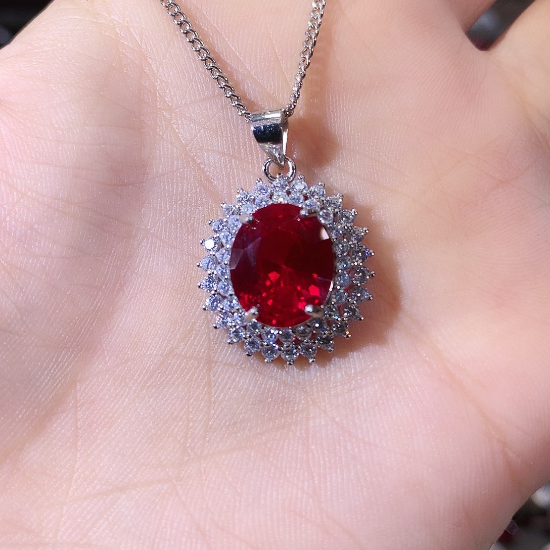 无吊坠925银鸽血红色吊坠