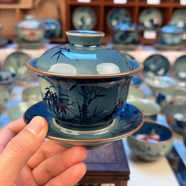 景德镇陶瓷陶瓷杯三才盖碗