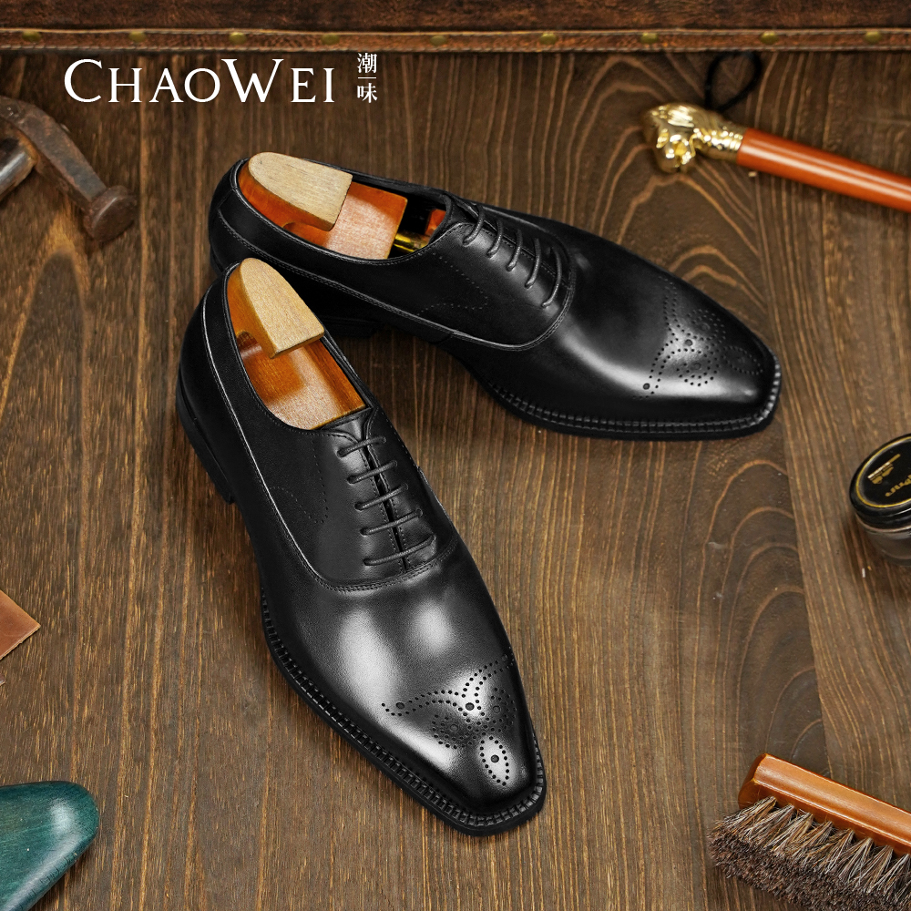 37-45码工厂现货男士商务皮鞋英伦风透气防滑布洛克雕花牛津鞋