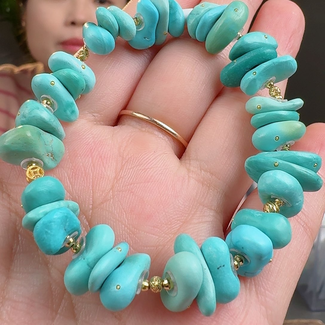 绿松石珠宝奇石18K金镶嵌