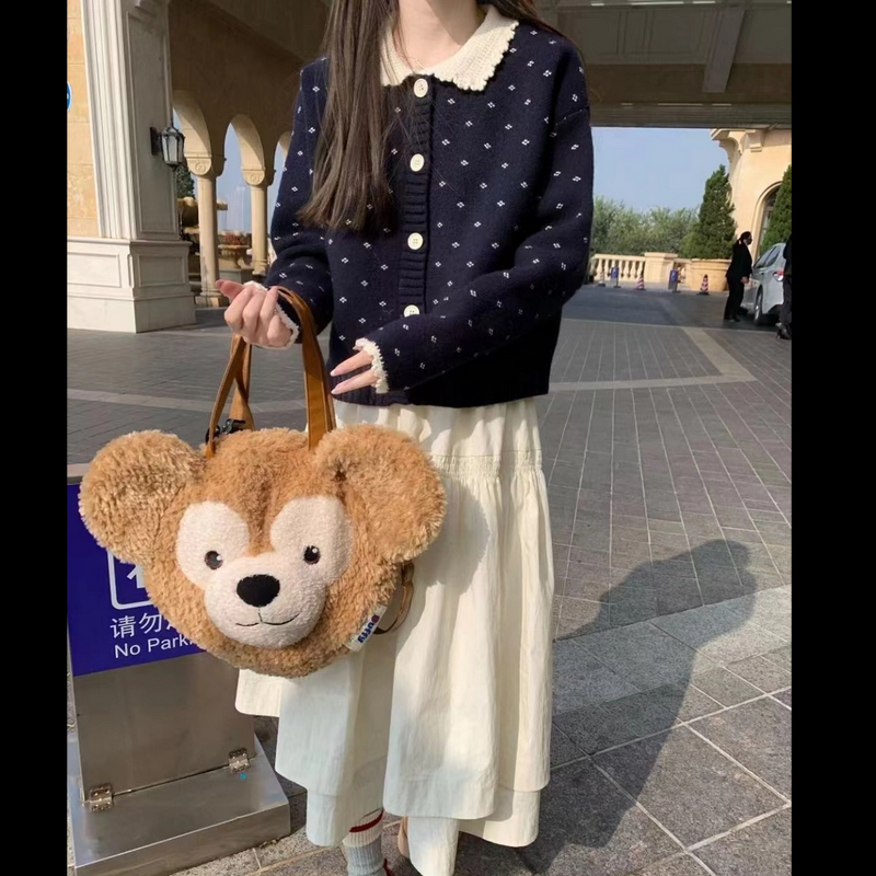 2025春秋新款韩式复古撞色设计感针织开衫女短款女打底衫新款