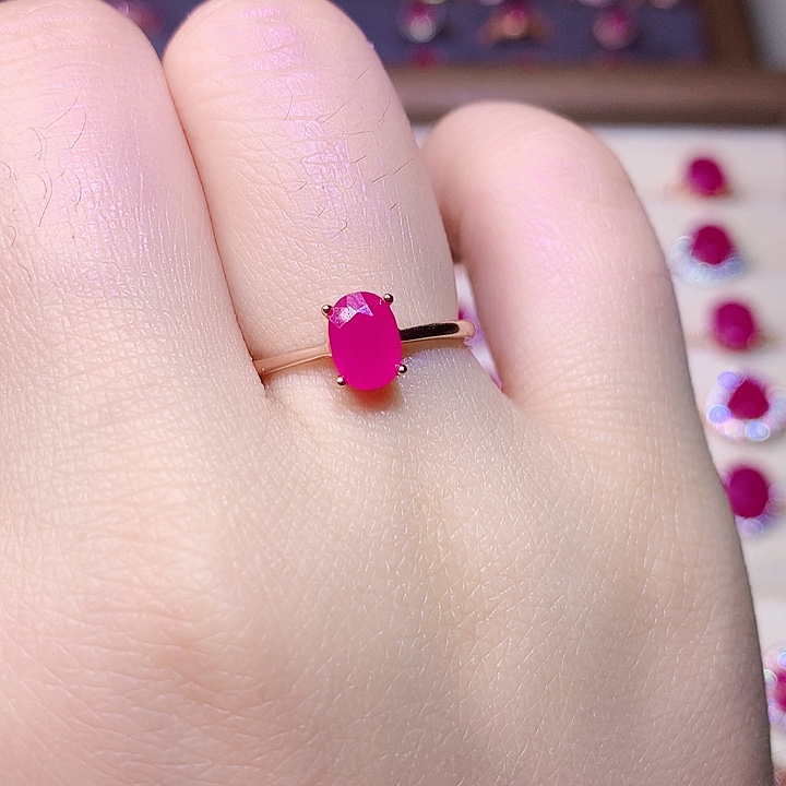 红宝石戒指银S925镶嵌