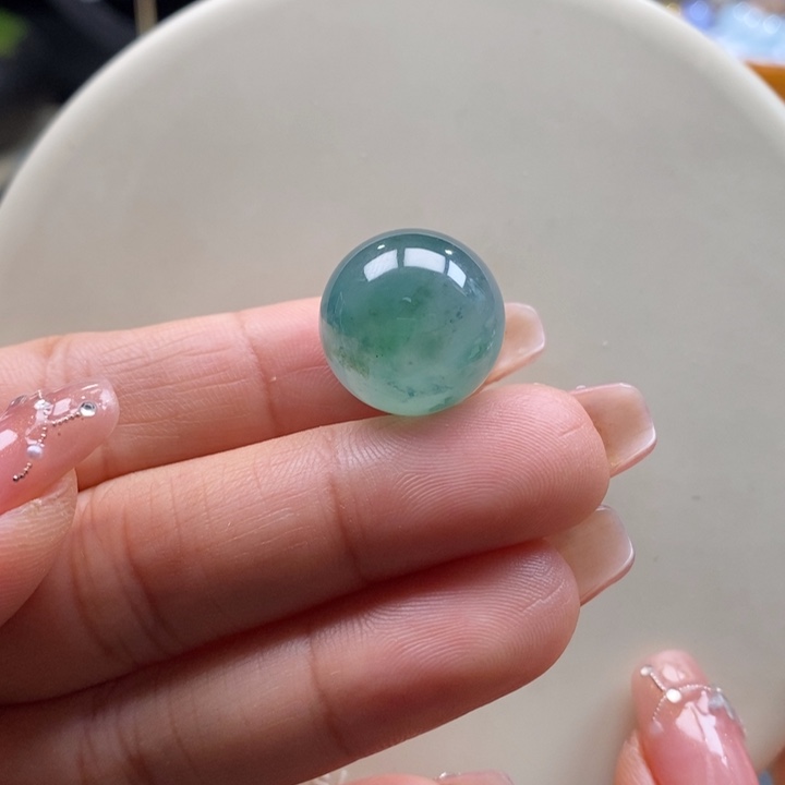 翡翠吊坠(不含链)未镶嵌翡翠冰胶蓝绿花珠卡17.3