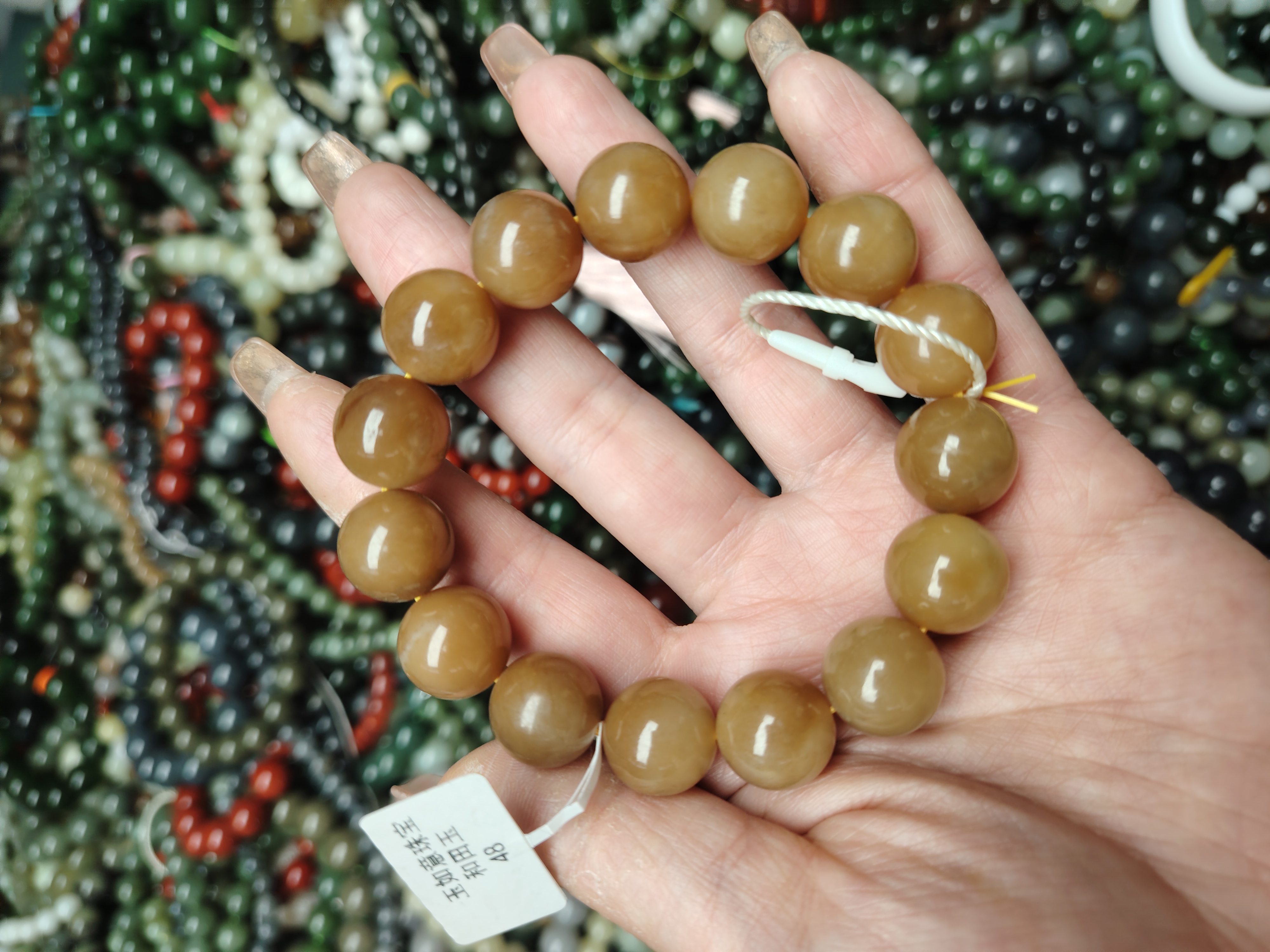 48和田玉新疆糖卡14mm