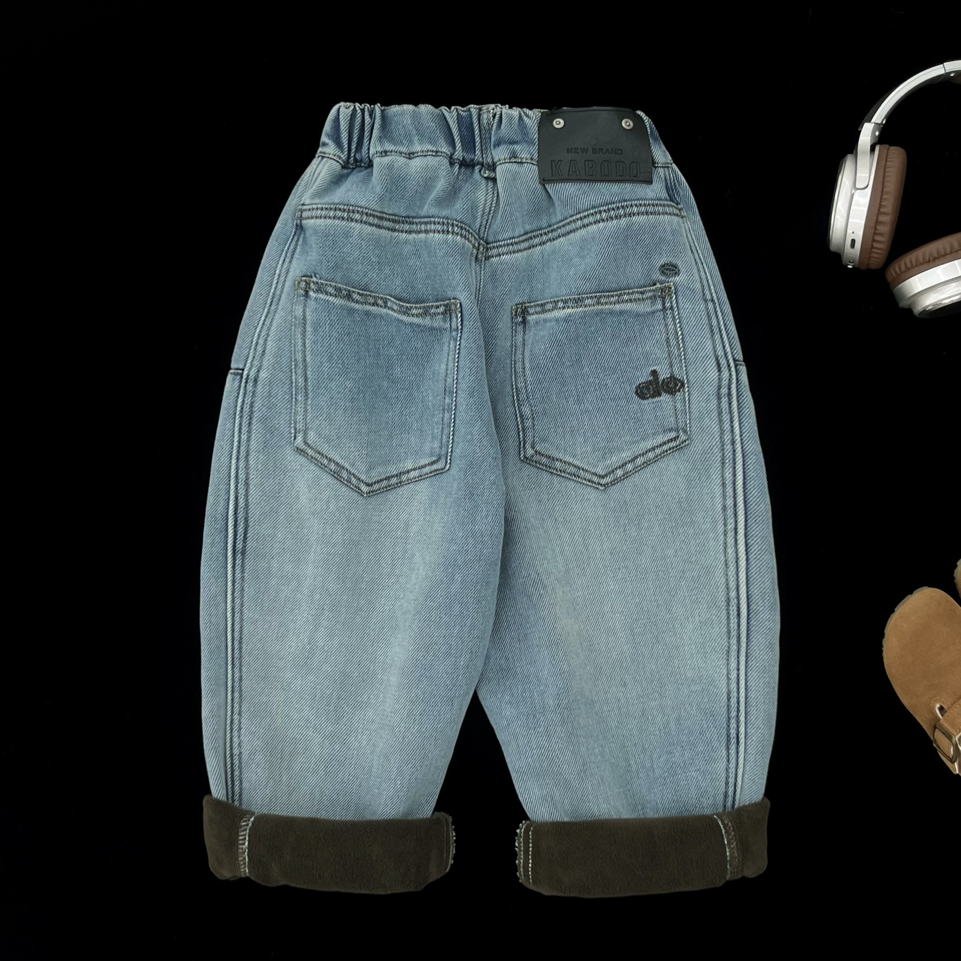 【小蛋壳】现货冬季加绒2025新款秋款韩系儿童牛仔裤DK1258