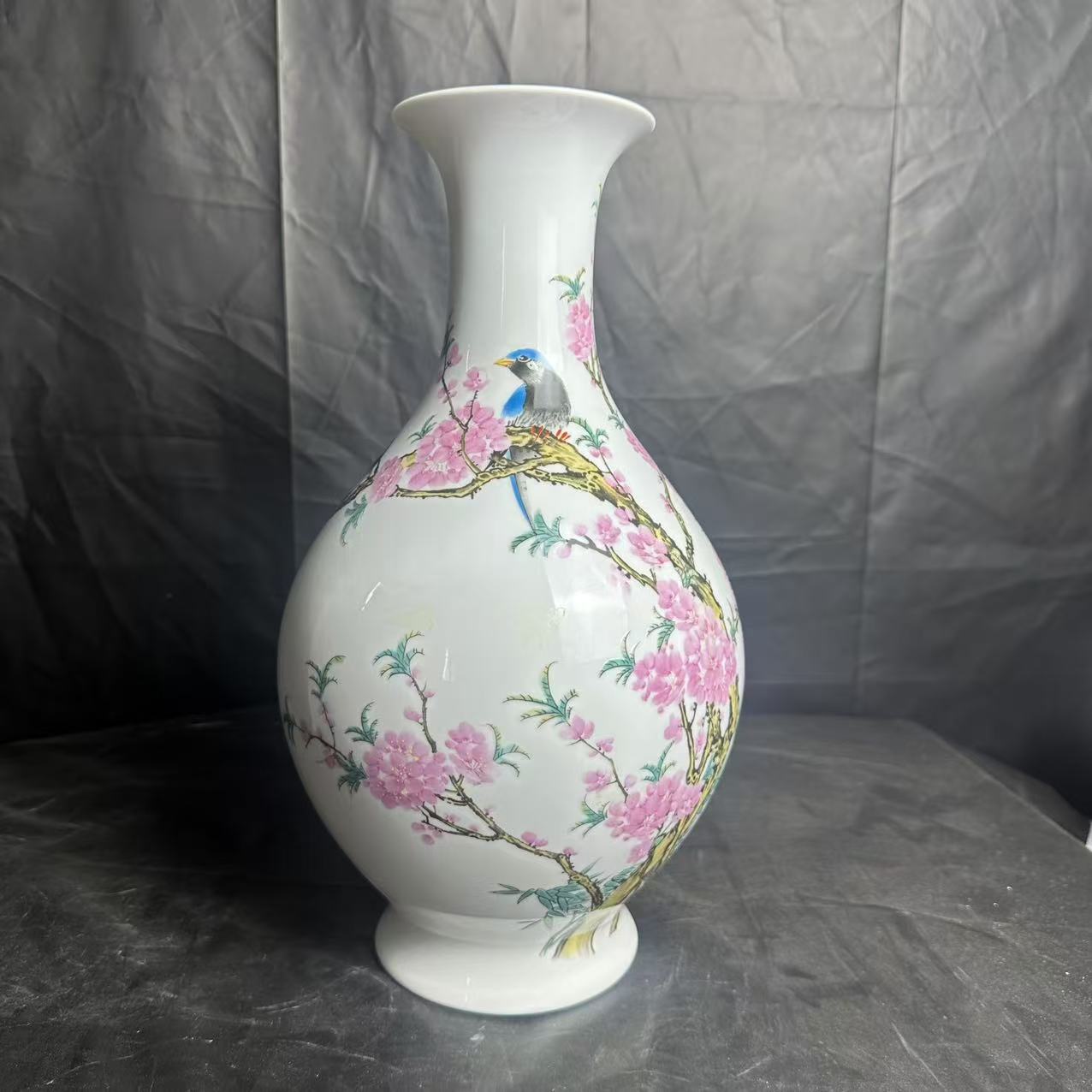 ZY-DP-A271水点桃花玉壶春瓶+底座