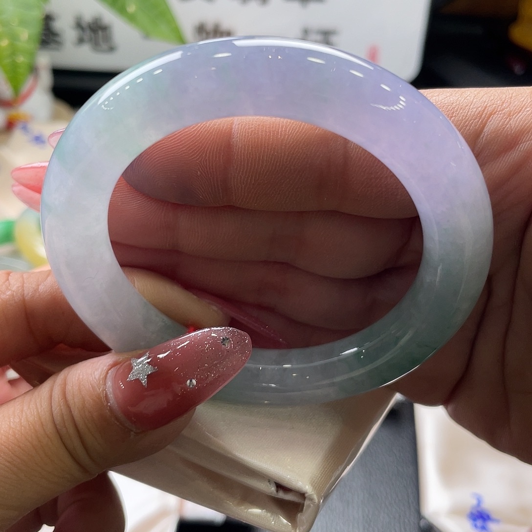 翡翠未镶嵌手镯55圆条