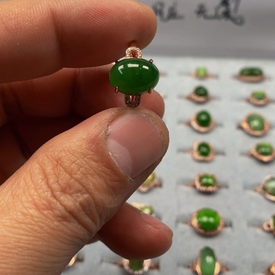 和田玉（碧玉）戒指银S925镶嵌