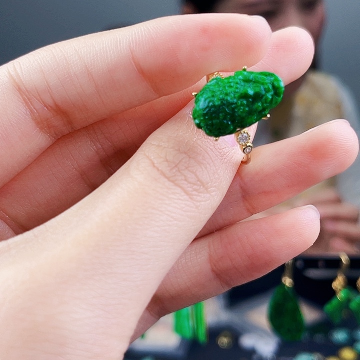 翡翠戒指银S925镶嵌饰品