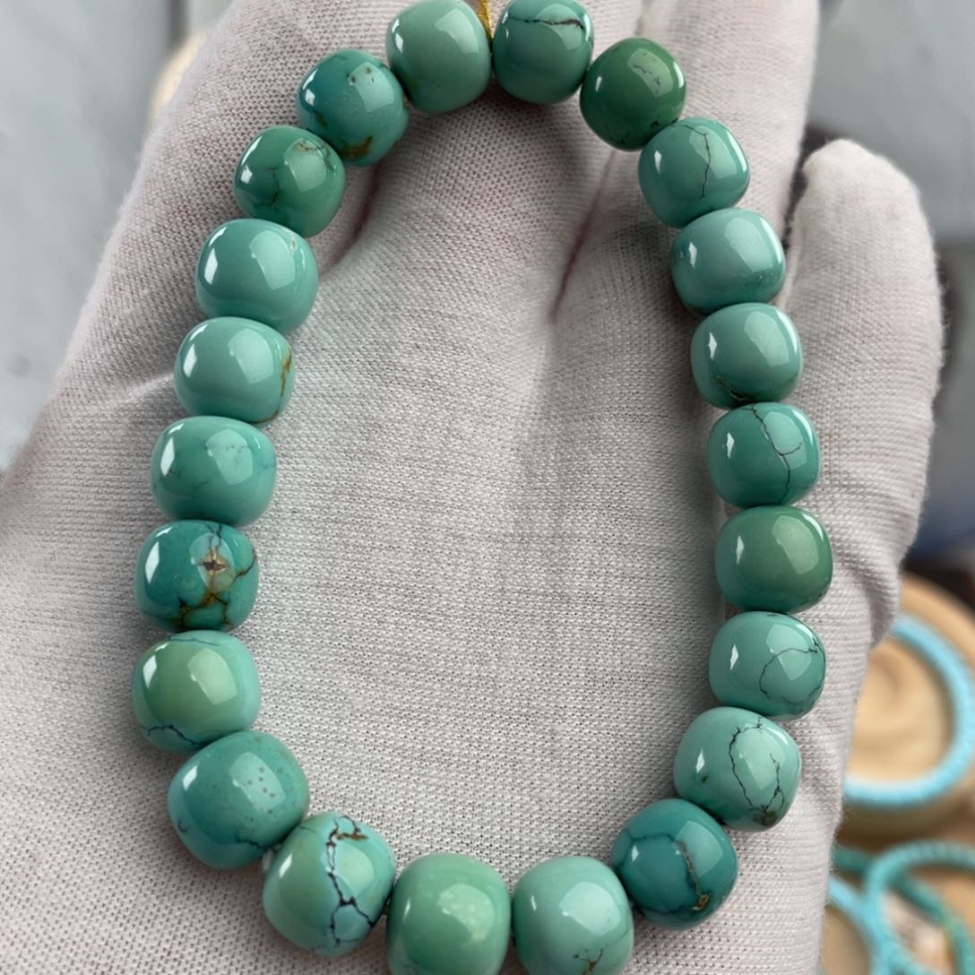 绿松石手链未镶嵌精品高瓷玉化手串卡9+