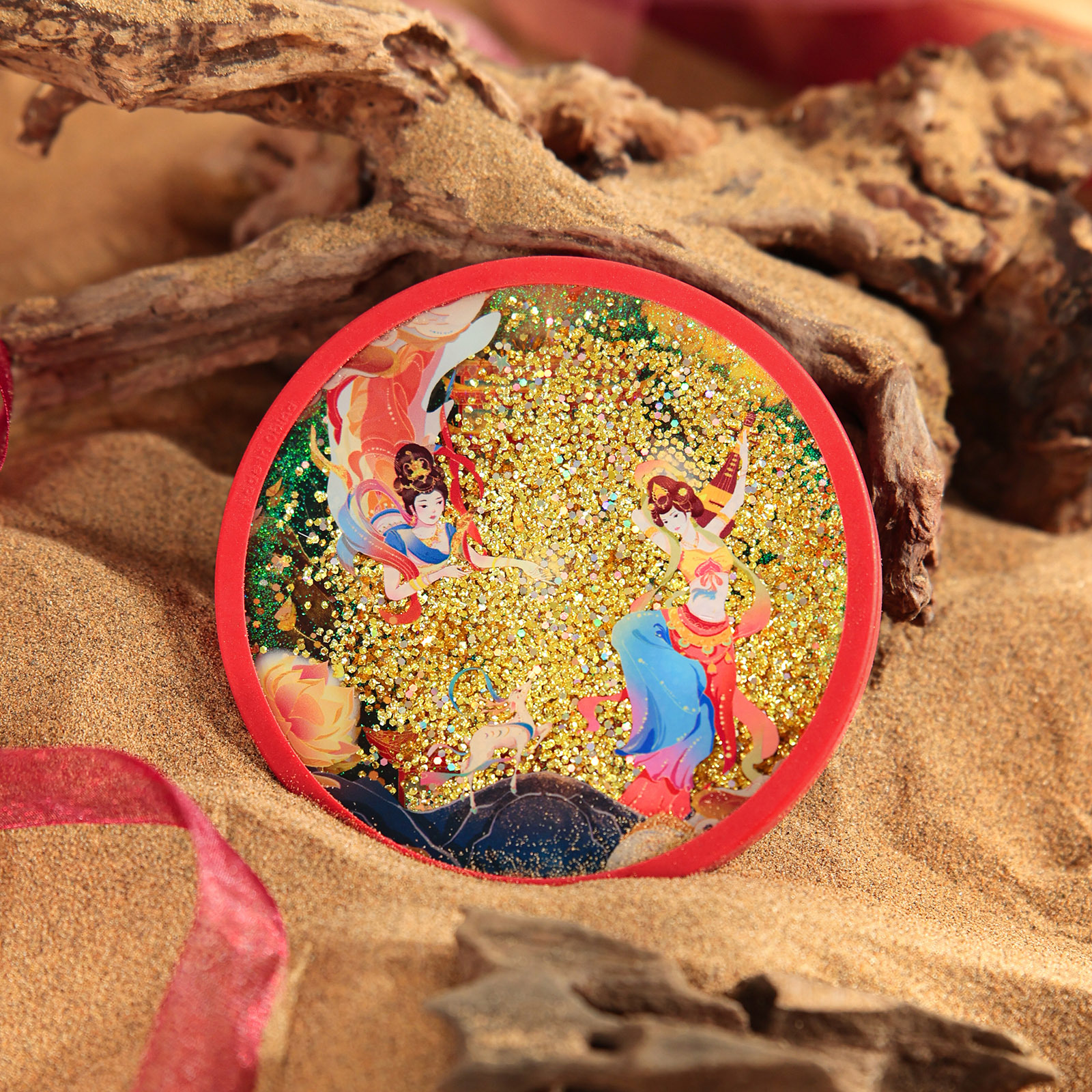 国画系列敦煌飞天AR流沙冰箱贴杯垫文创旅游礼品磁性纪念品现货