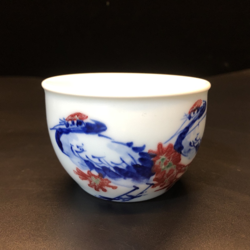 12.21/N100130/00754/东客/釉里红仙鹤缸杯/口径7.8/高5.3/125cc