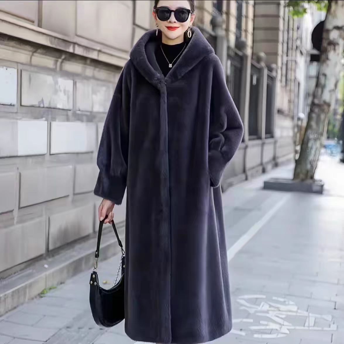 【金标正品】海宁连帽米兰貂110厘米高端气质毛皮冬大衣长