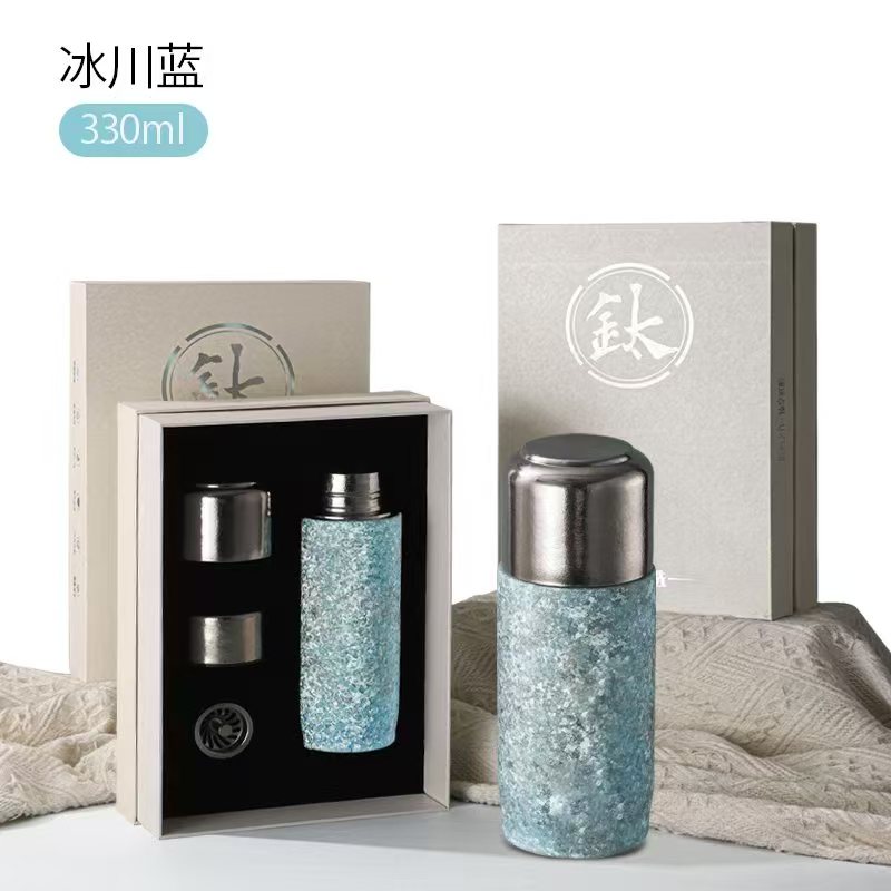 钛杯纯钛保温杯女士内外钛合金闷泡焖茶杯茶水分离小容量330ML