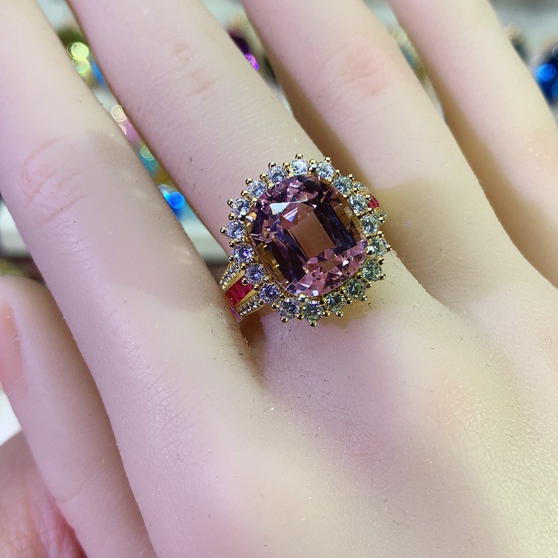 锂辉石戒指银S925镶嵌