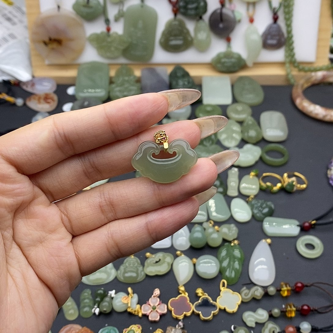 和田玉吊坠(不含链)银S925镶嵌