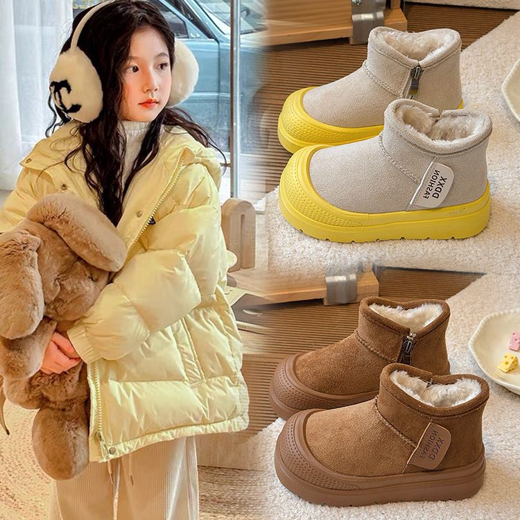 冬季儿童大棉男冬季女女童低帮雪地靴保暖短靴童鞋高帮棉鞋
