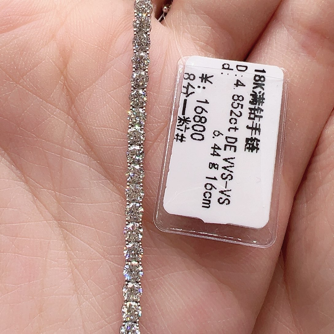 套链实验室培育钻石18K金镶嵌单颗8分，网球款手链