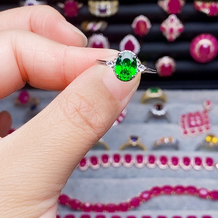 透辉石银S925镶嵌好看