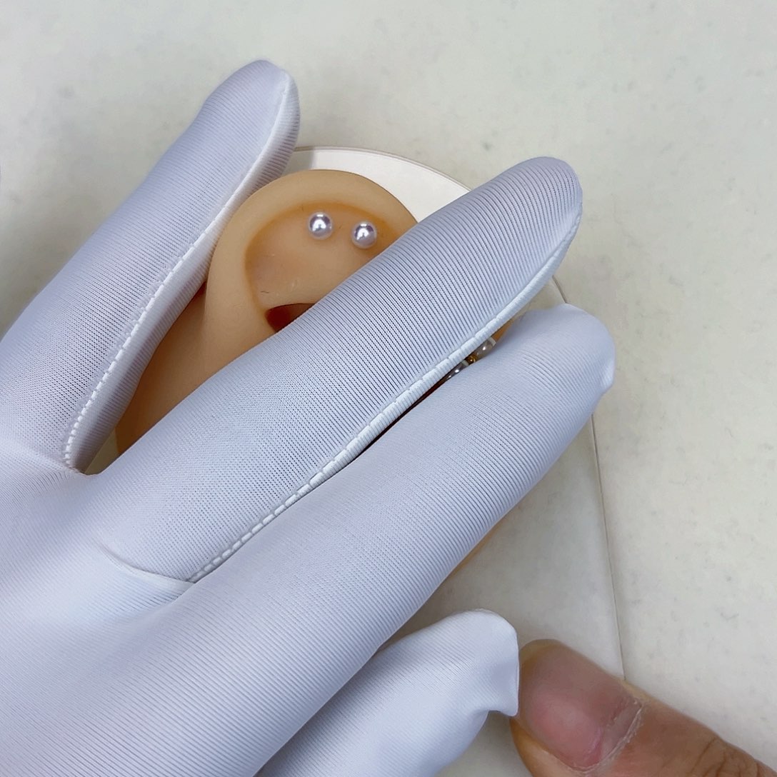 海水珍珠海水akoya天女耳钉3-4mm银S925镶嵌