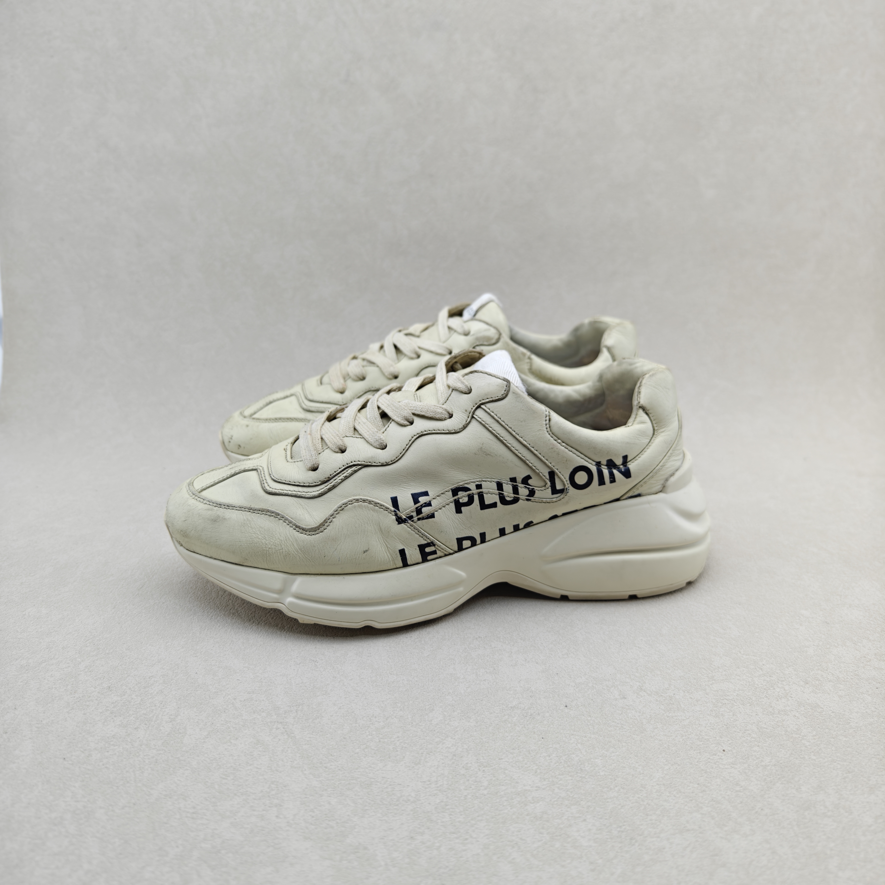 90新 GUCCI/古驰 42.5码/经典款船锚印花低帮时尚厚底老爹鞋/无盒