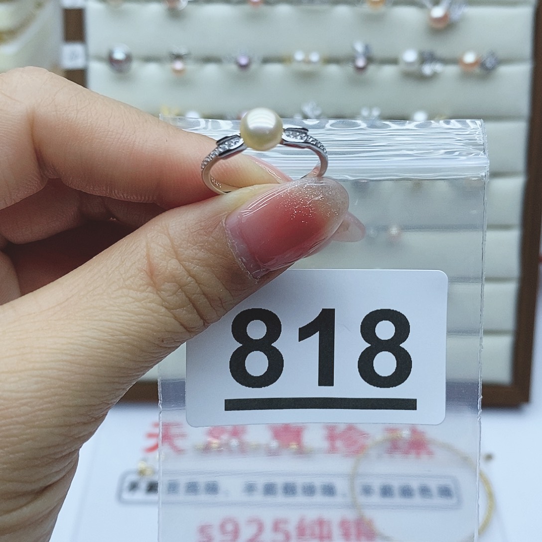 淡水珍珠戒指银S925镶嵌818