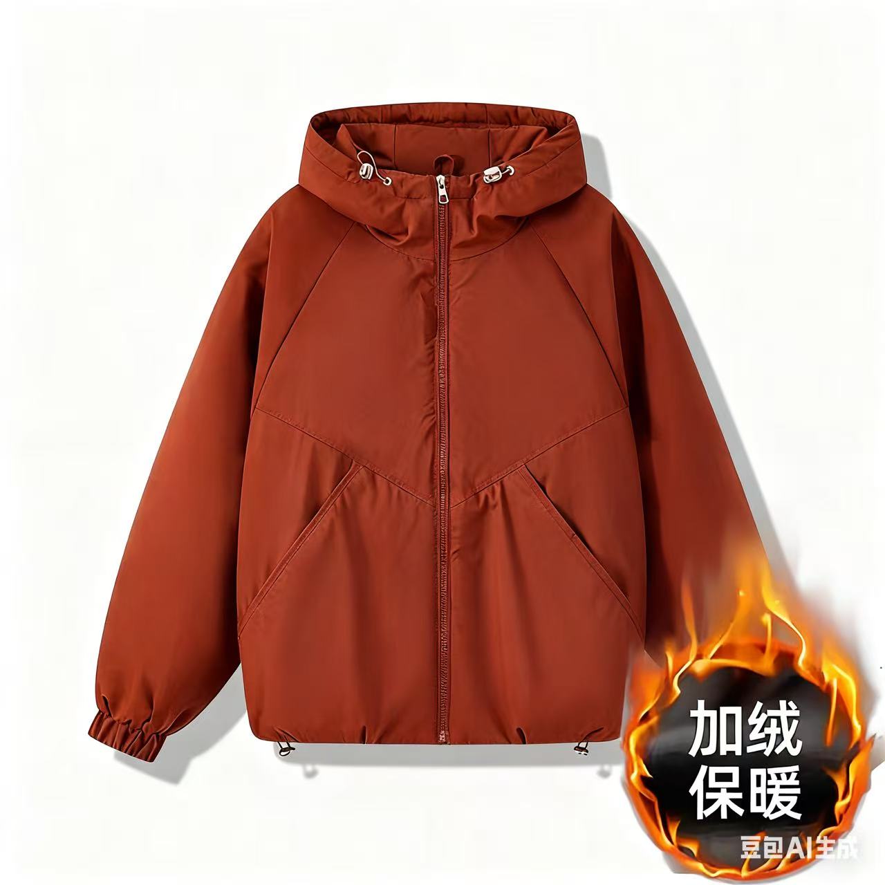 2025加绒加厚上衣连帽短款长袖常规款棉衣百搭休闲棉服宽松型外套