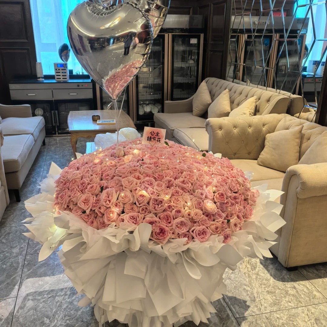 520朵粉玫瑰巨型花束鲜花速递全国同城店配送女朋友生日求婚礼物