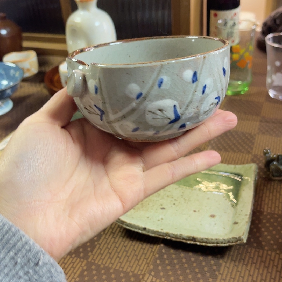 瓷片粉引纽扣凹口钵子27