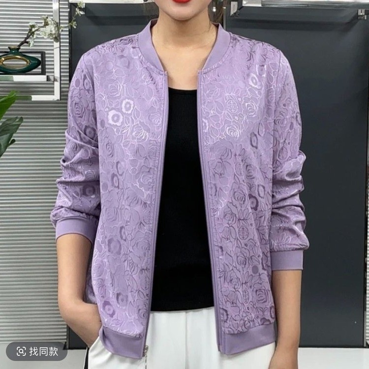 夏季新款妈妈装薄款开衫上衣时尚休闲防晒服中老年女装透气外套潮