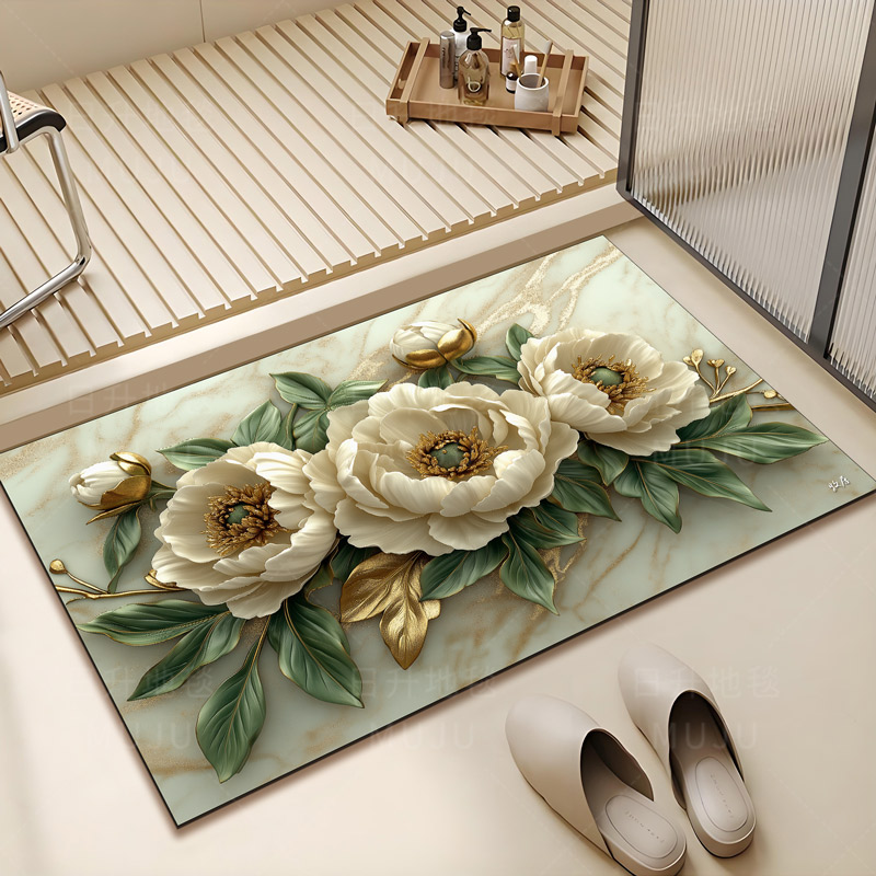 牧居素玉40*60/50*80/60*90/80*120硅藻泥吸水防滑地垫入户门垫