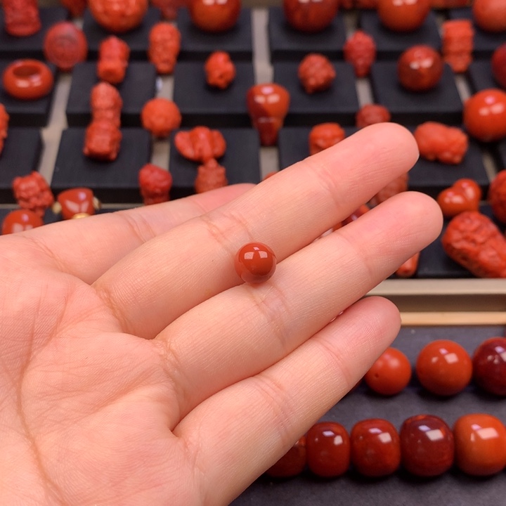 南红玛瑙未镶嵌圆珠单珠8MM