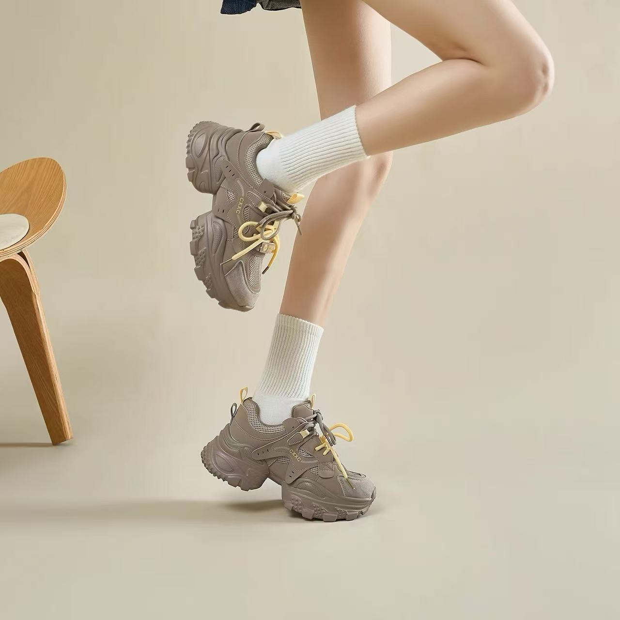 C9778 咖啡  时尚老爹鞋女2025新款百搭运动休闲鞋