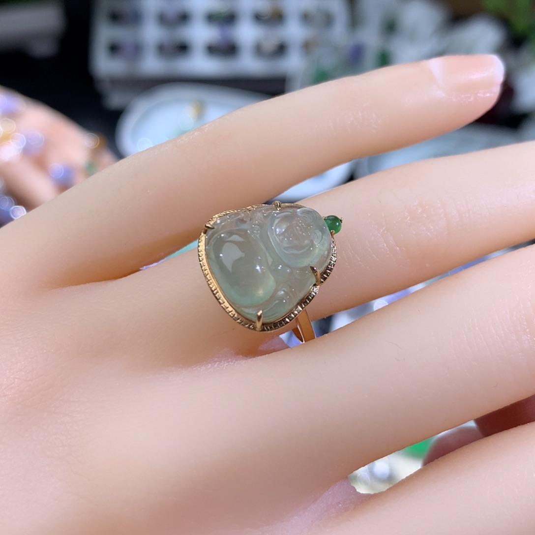 翡翠18K金镶嵌吊坠(不含链)