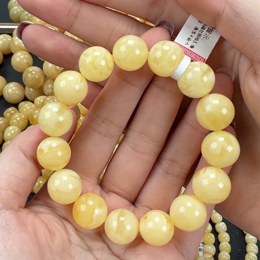 琥珀未镶嵌手链24.4白蜡妖花