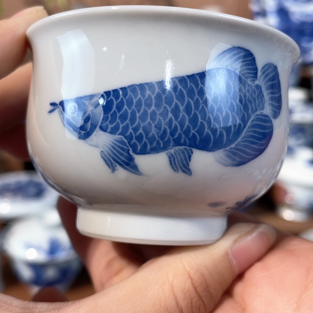 泥藝瓷梦金鱼炉式杯