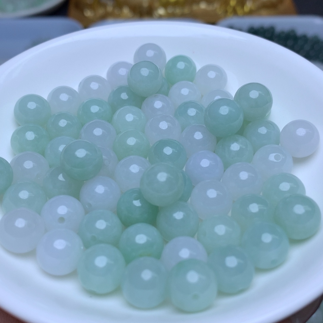 【闪购商品】翡翠手链未镶嵌卡10冰绿白3个