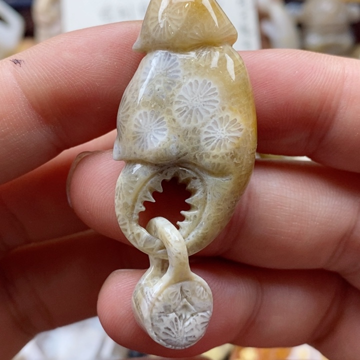 硅化珊瑚（珊瑚玉）颈饰未镶嵌