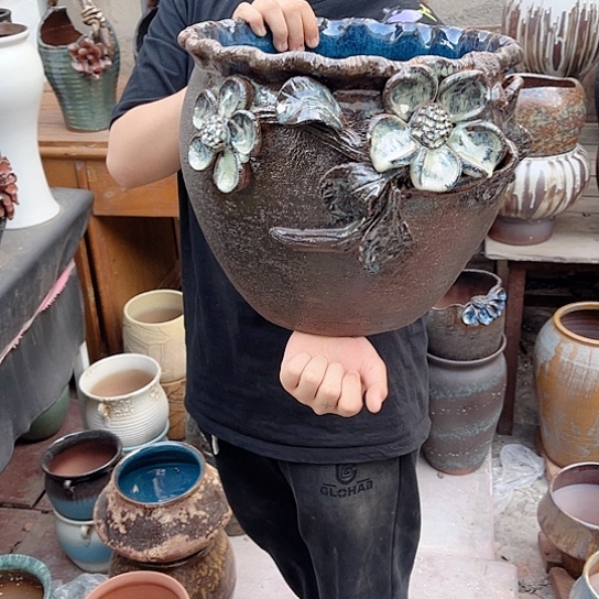 紫砂花盆高度30口径32无孔