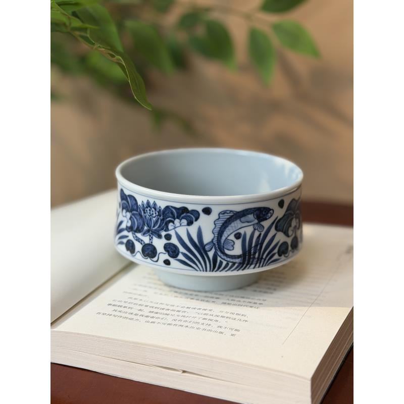A434 景德镇手工手绘青花鱼藻建水 容量700ml